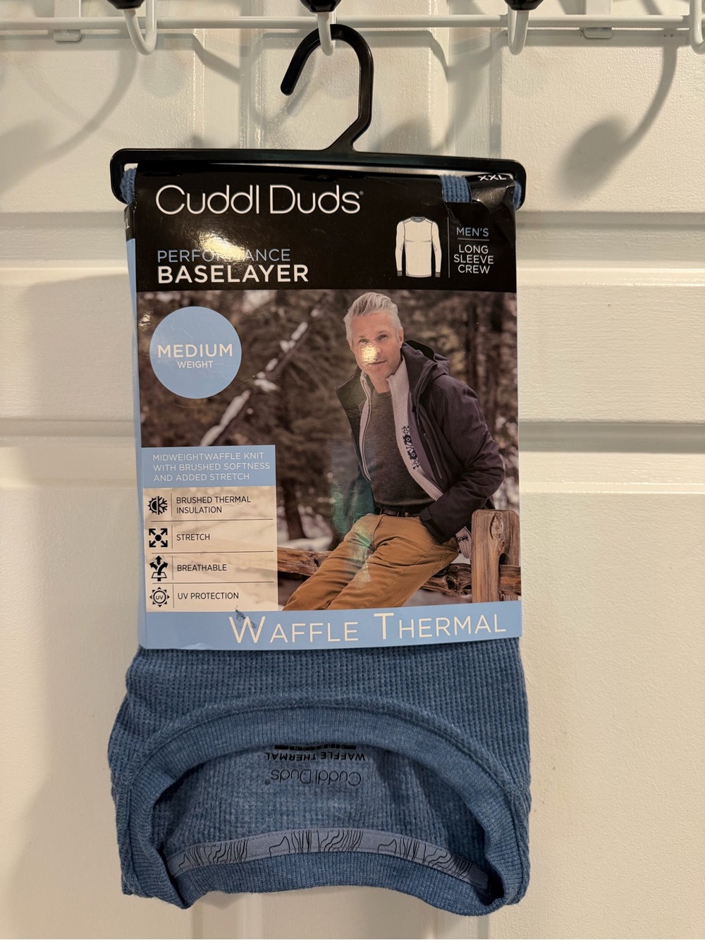 NWT Cuddl Duds Men’s Waffle Thermal Long Sleeve Crew - Dusty Blue XXL